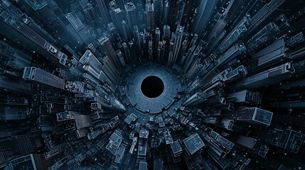 Poster - a giant keyhole in the center of a vast matrix of digital data, with tiny padlocks locking and unloc