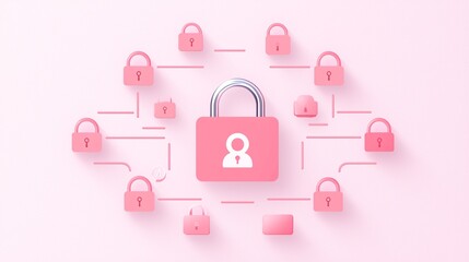 Poster - A user profile surrounded by padlocks, privacy settings, and encrypted code, representing how personal identity is protected online.