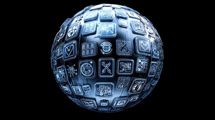 Poster - An abstract globe covered in glowing privacy shields, representing global data protection laws and regulations safeguarding personal information.