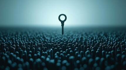 Poster - A massive digital key floating above a sea of personal data points, symbolizing the importance of encryption in protecting user privacy.