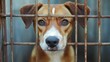© Elmin - A dog with a sorrowful expression looks out from behind a rusty cage.  The dog's sadness is evident, making you feel sorry for it.  It's likely living in an animal shelter.