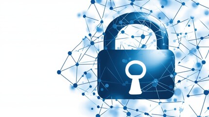 Poster - Blue Digital Lock on Network Background