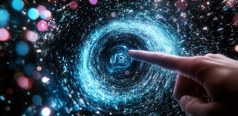 Poster - The concept of big data, the digital neural network, and the introduction of stock. The future of cyberspace. Technology and science.