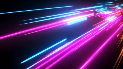 Poster - Neon lights streak across a dark background, creating a vibrant and dynamic abstract design