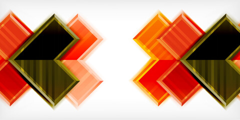 Poster - Arrow symbols created with 3d effects and line texture geometric abstract background