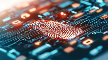 Poster - Digital Fingerprint on Circuit Background