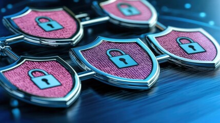 Poster - Digital Security Concept with Shields and Locks