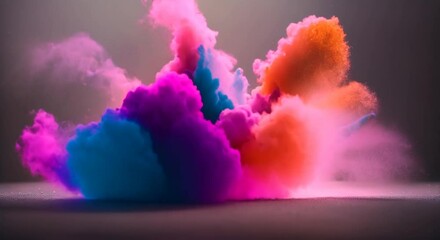 Wall Mural - super slow motion of neon color smoke explosion