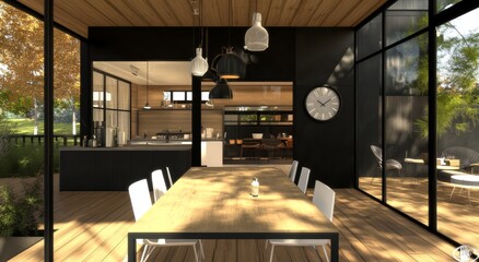 Poster - 3D rendering of an office building in a new residential area.