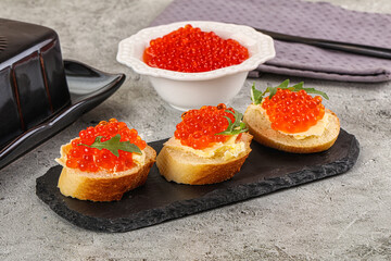 Luxury toast with red caviar