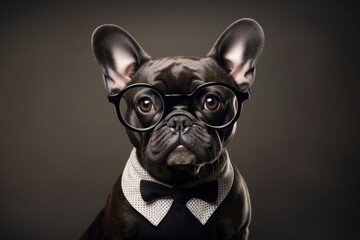 Wall Mural - Dog wearing glasses bulldog animal mammal.