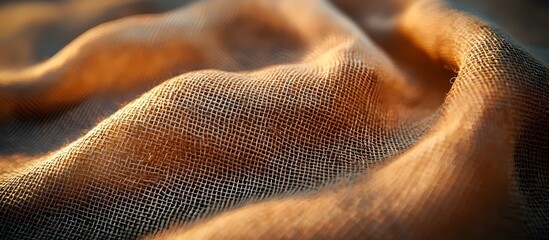 Sticker - A close-up shot of woven fabric, with a soft, warm light illuminating the texture.