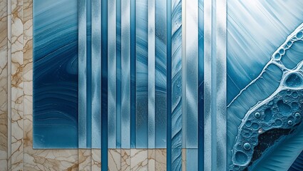 Wall Mural - Abstract blue and white pattern with light and dark tones.