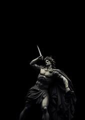 Poster - An ancient greek aesthetic sculpture of greek god motion statue black.