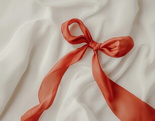 Canvas Print - This red satin ribbon bow is isolated on a white background. It can be used to trim a gift or a bouquet of flowers. It can be used during the holidays to decorate any room.