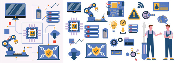 Hand Drawn Flat Semiconductor Icon Illustration