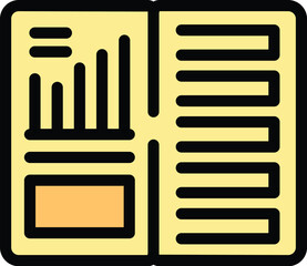 Poster - Open magazine showing financial report with charts, graphs, and data analysis