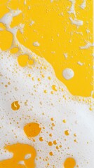 Beer Foam Texture Close up   Yellow Liquid and White Bubbles