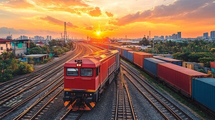 Aufkleber - Digital logistics systems managing the movement of goods from warehouses to delivery locations Stock Photo with side copy space