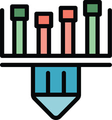 Poster - Colored pencil is drawing a bar chart representing statistical data with different colored sections