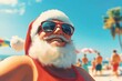 © Татьяна Евдокимова - Santa Claus is taking a break from his busy schedule, enjoying summer holidays at the beach