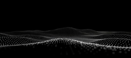 Poster - The wave has dots and lines that are connected to create an abstract mesh. The mesh is rendered in 3D.
