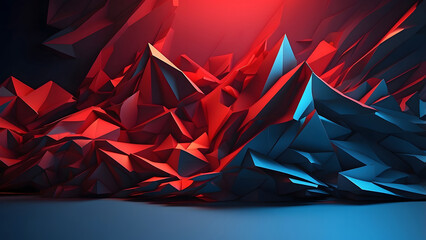 Poster - Red and Blue Abstract Wallpaper, Vibrant Panoramic Background