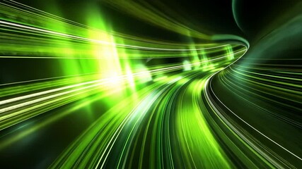 Poster - Green streaks of light race through a tunnel