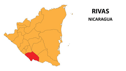 Poster - Rivas Map is highlighted on the Nicaragua map with detailed state and region outlines.