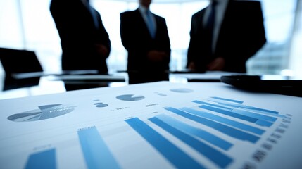 Poster - Entrepreneurs preparing business presentations to secure funding from financial institutions Stock Photo with side copy space