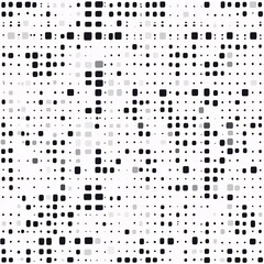 Poster - Abstract pattern with varying black and white squares on a white background, ideal for design projects.