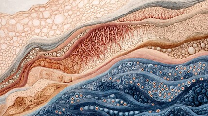 Poster - Abstract waves of color blend together, showcasing intricate patterns and textures. Ideal for creative projects and modern design applications.