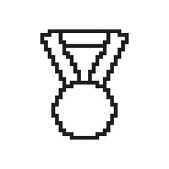 Aufkleber - Medal Pixelated Icon. Pixel Art Symbol of an Award for Achievement. Victory and Recognition. Isolated Vector Illustration