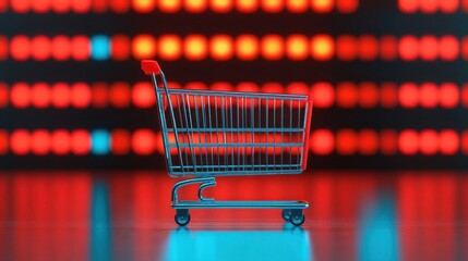 Digital Shopping Cart with Global Products Concept, Symbolizing the Excitement of Modern Digital Shopping Experiences