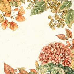 Wall Mural - Vintage Watercolor Floral Wreath for Autumn Wedding Cards and Designs