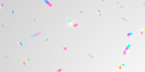 Wall Mural - multicolored light effect and zigzag ribbons falling from above on streamer, tinsel vector