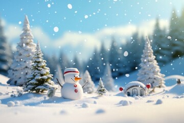 Poster - Christmas decoration snow outdoors snowman.