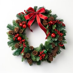 Canvas Print - Christmas wreath christmas ribbon plant.