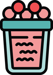 Poster - laundry basket full of clothes with soap bubbles coming out icon, outline style