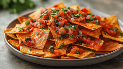 Mexican chilaquiles, tortilla chips with sauce, isolated on white background, traditional Mexican dish, simple and clean presentation