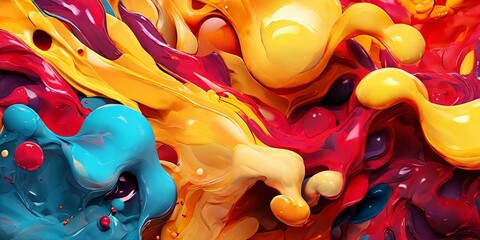 Aufkleber - A colorful painting with a splash of red and yellow
