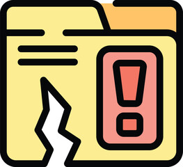 Poster - Simple vector representing a damaged folder with a red alert sign, suggesting data loss or corruption