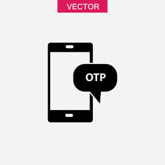 mobile phone showing a one time password, vector solid illustration for web and app..eps