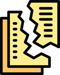 Poster - Yellow document ripping apart representing the concept of data loss