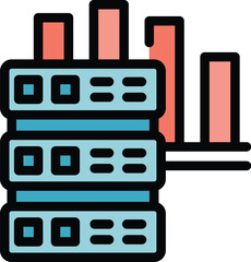 Poster - Server room with a growing bar chart, symbolizing increasing data storage or processing power