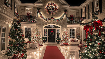 house decorated for christmas