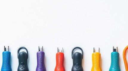 Poster - Colorful Electrical Connectors on a White Background