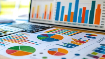 Leinwandbilder - Colorful Charts and Graphs on a Desk