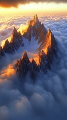 Sticker - Above the Clouds, Snow covered mountains