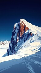 Sticker - Frozen Ridge, Snow covered mountains